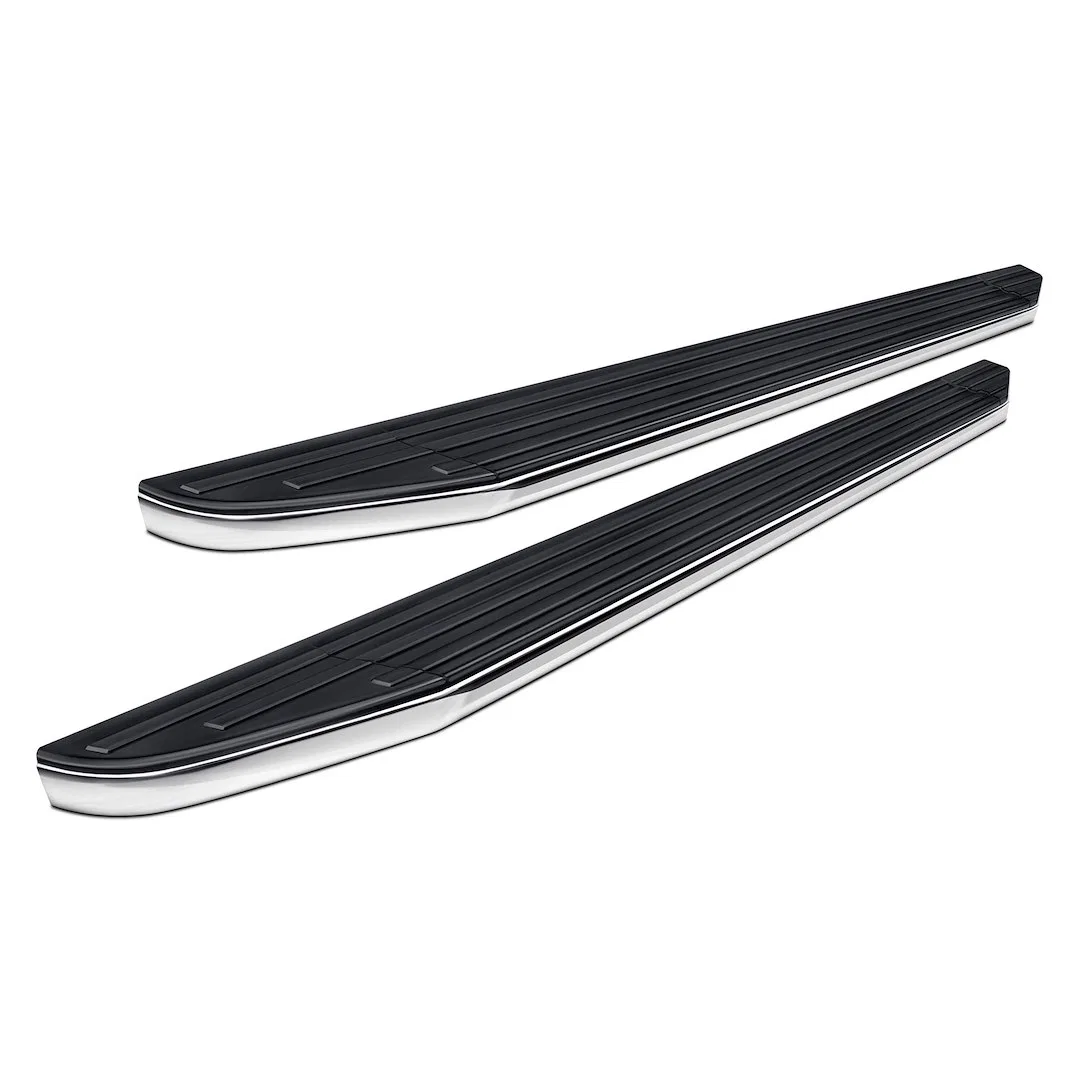 PR-G479 – BLACK HORSE Running Board, Black Aluminum/ Chrome Stainless Steel Trim Unlighted Frame Mount With Mounting ...